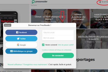 L'écran pour se créer un compte comprend une zone de saisie de l'adresse mail et une zone de saisie du mot de passe. On peut se connecter avec son compte Facebook, Twitter ou Google.